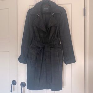 Banana Republic Black Plaid Wool Coat
